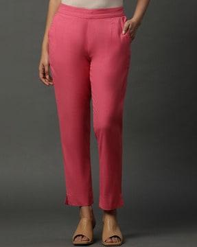 women slim fit side-slit trousers