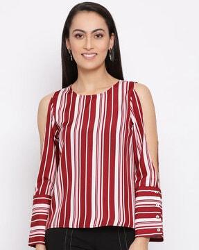 women slim fit striped top