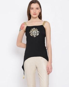 women slim fit top with embellished straps