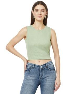 women slim fit top with round neck