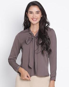 women slim fit top with tie-up