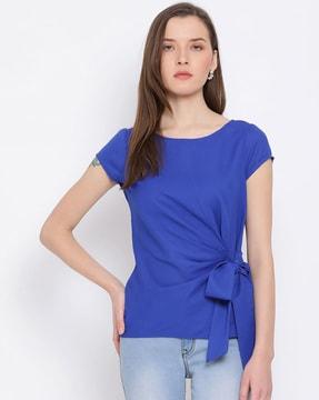 women slim fit top with tie-up