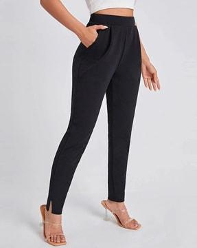 women slim fit trousers with high waist