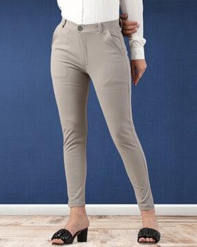 women slim fit trousers with insert pockets