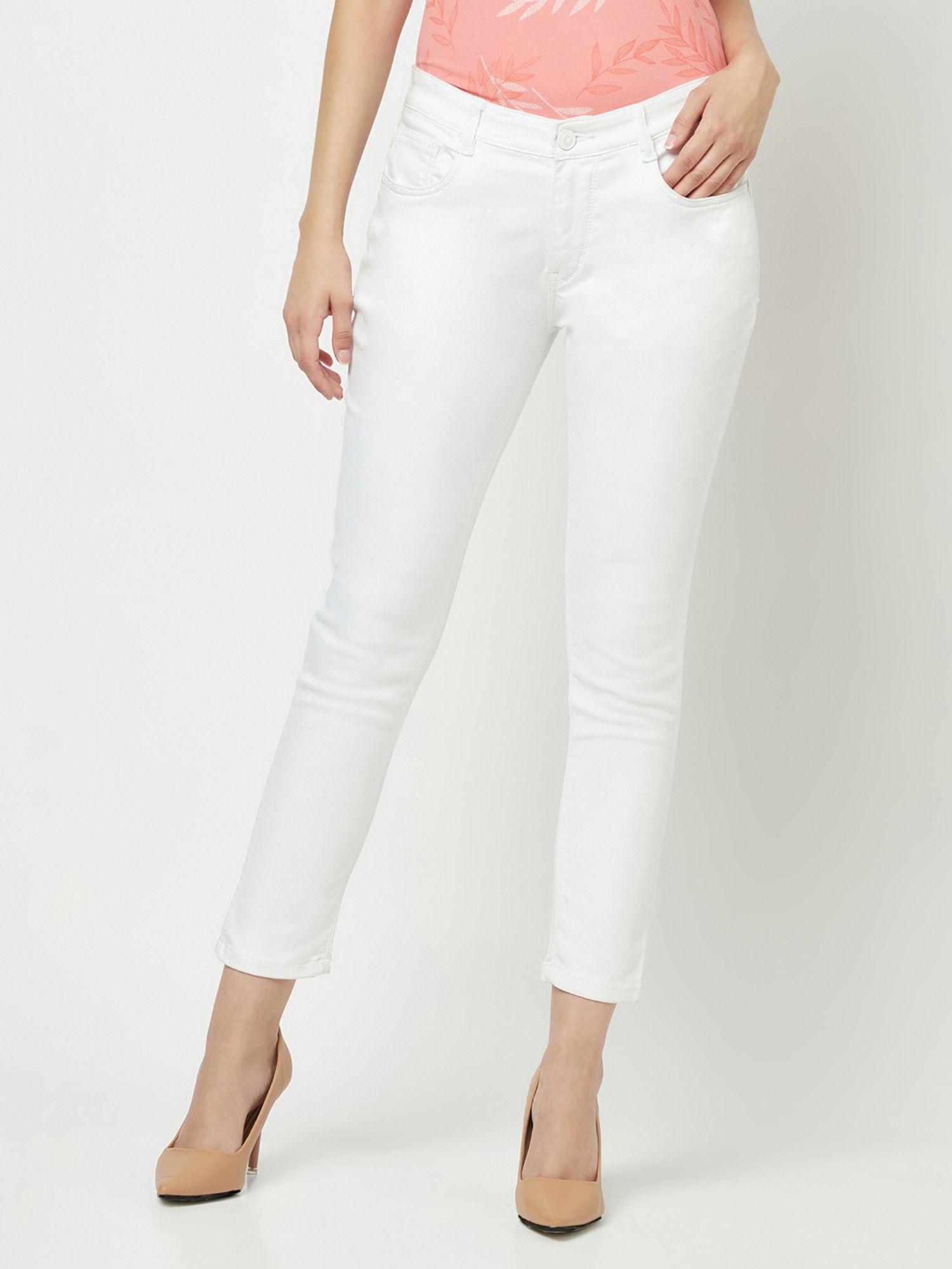 women slim fit white jeans