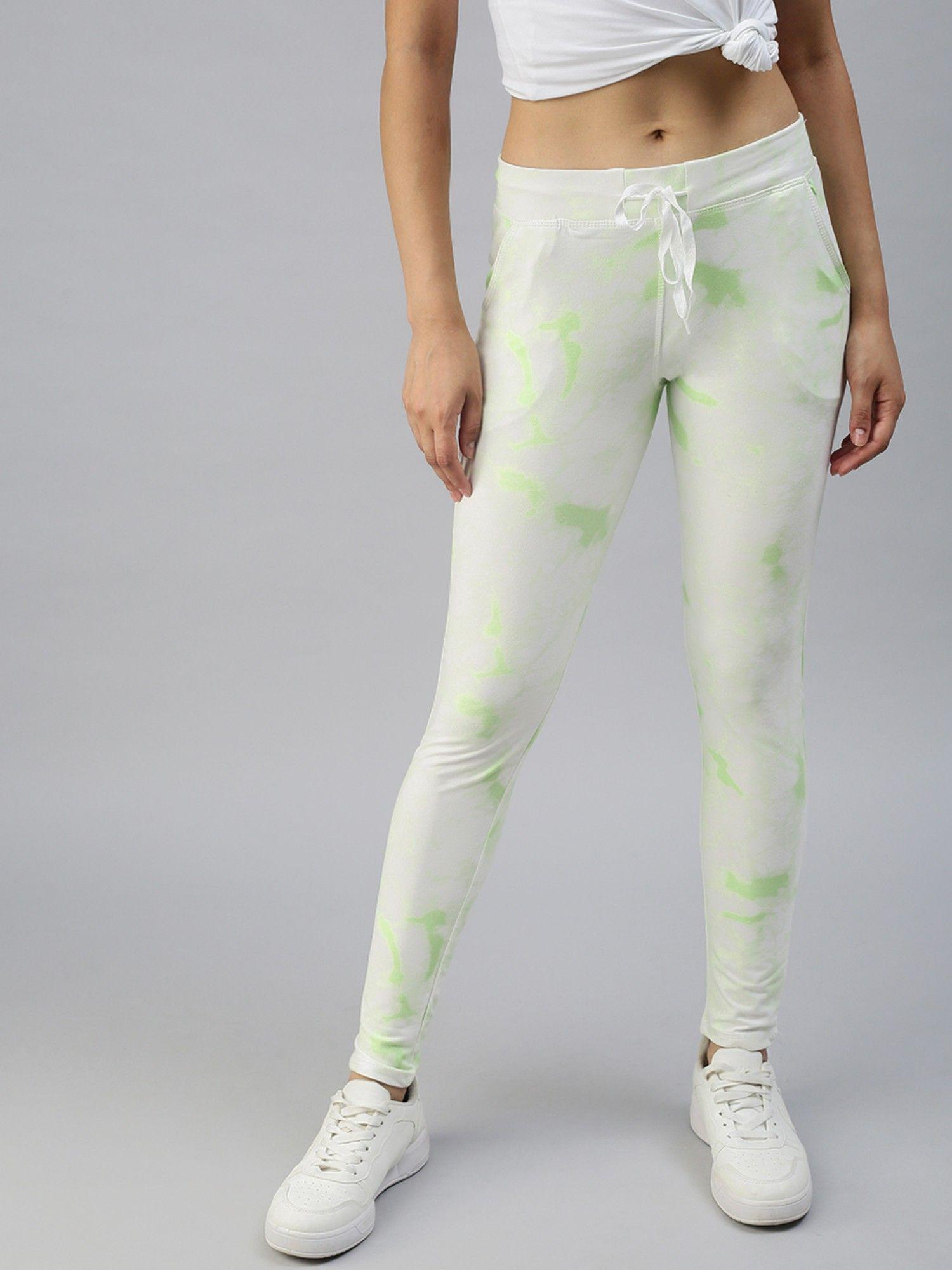 women slim fit white tie and dye track pants