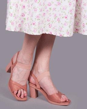 women sling-back chunky heeled sandals