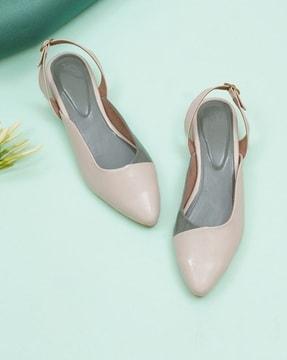 women sling-back slip-on mules with buckle-closure