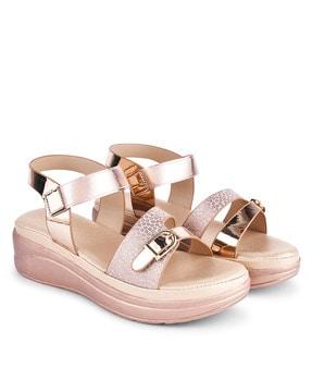 women sling-back strappy wedges