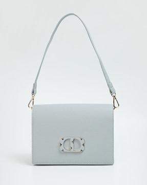 women sling bag with detachable strap & metal accent