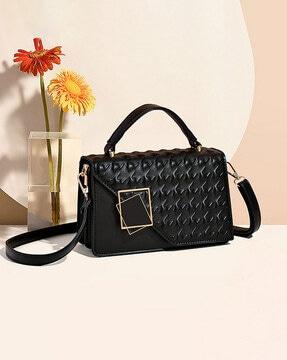 women sling bag with detachable strap & metal accent