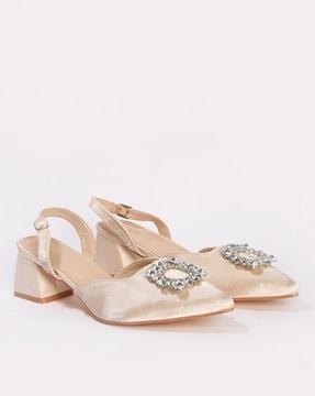 women slingback chunky-heeled sandals