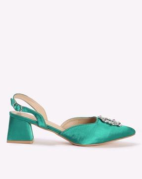 women slingback chunky-heeled shoes