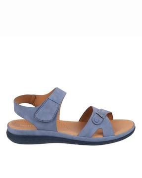 women slingback flat sandals with velcro fastening