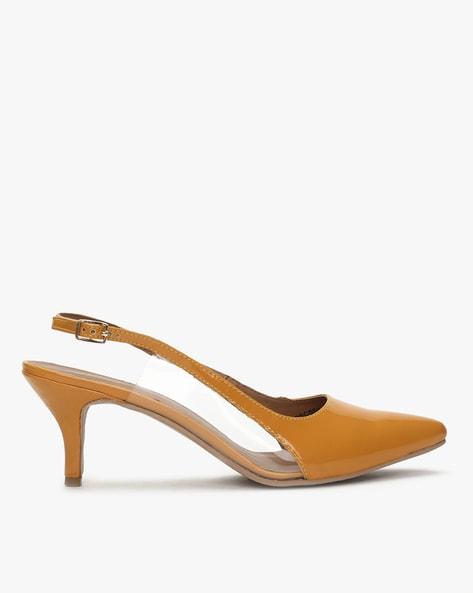 women slingback pointed-toe pumps with clear panel