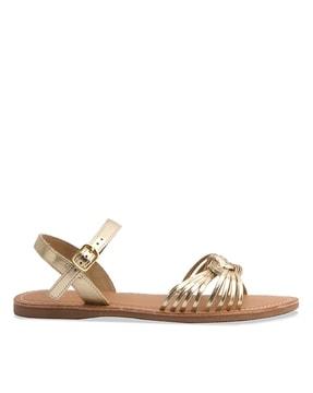 women slingback sandals with buckle closure