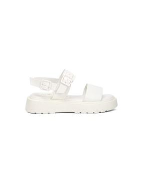 women slingback slides with buckle accent