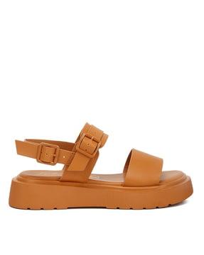 women slingback slides with buckle accent