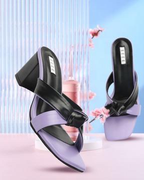 women slip-on block heeled sandals