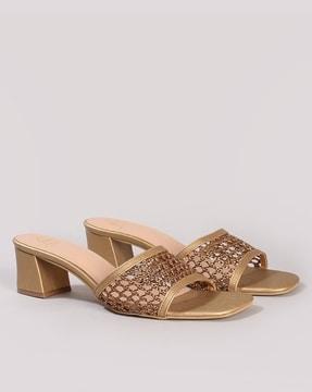 women slip-on chunky heeled sandals