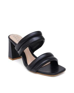 women slip-on chunky heeled sandals