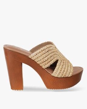 women slip-on chunky heeled sandals