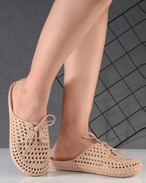 women slip-on clogs with lace fastening