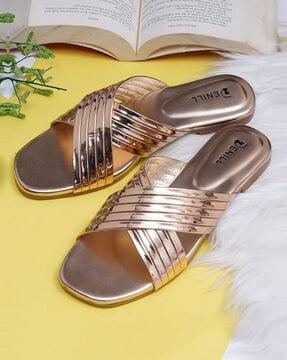 women slip-on cross-strap flat sandals