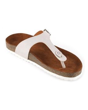 women slip-on flat-sandals with buckle accent