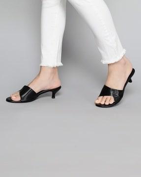 women slip-on kitten heeled sandals