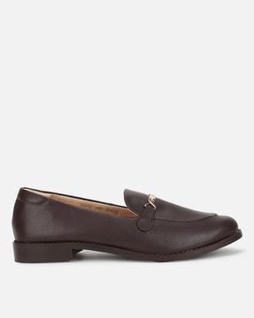 women slip-on loafers with metal accent