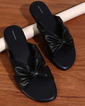 women slip-on sandals with brand footbed