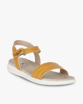 women slip-on sandals with buckle closure
