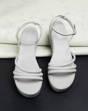 women slip-on sandals with buckle closure