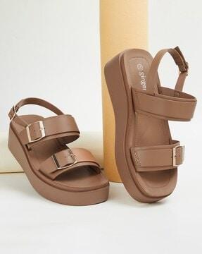 women slip-on sandals with flat heals