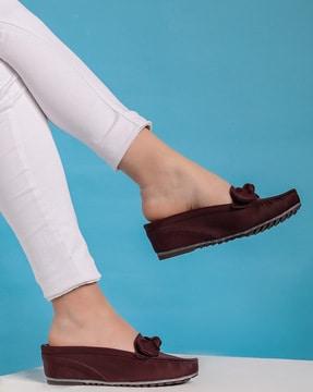 women slip-on shoes with bow-accent