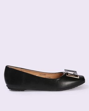 women slip-on shoes with metallic accent