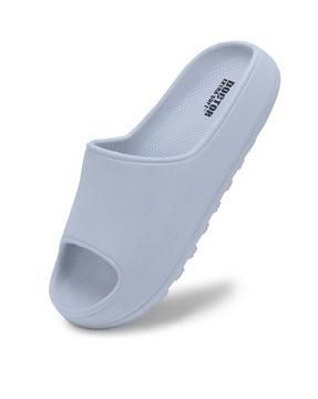 women slip-on slides with buckle strap