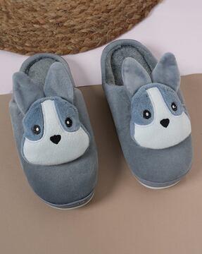 women slip-on slides with rabbit applique