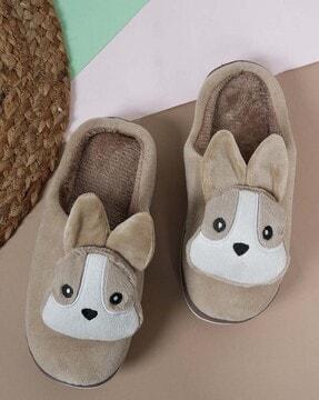 women slip-on slides with rabbit applique