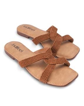 women slip-on square-toe flat sandals