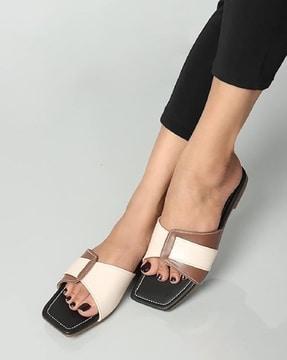 women slip-on square-toe flat sandals