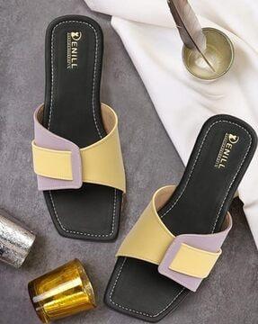 women slip-on square-toe flat sandals