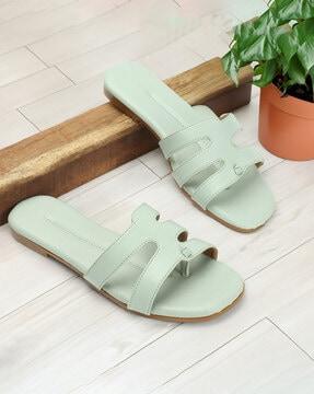 women slip-on square-toe flat sandals