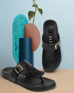 women slip-on t-strap sandals