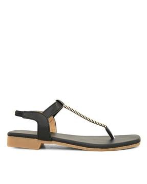 women slip-on t-strap sandals