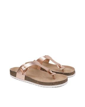 women slip-on t-strap sandals