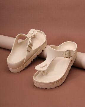 women slip-on t-strap sandals