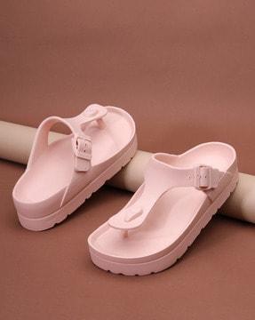 women slip-on t-strap sandals