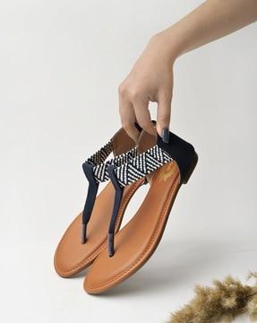 women slip-on t-strap sandals